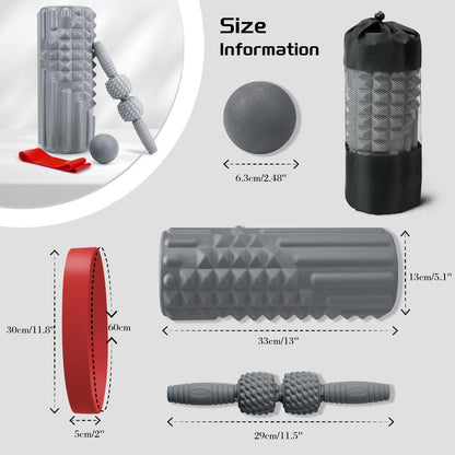 5-In-1 Foam Roller Set, Massage Roller Stick, Massage Ball, Resistance Band for Deep Muscle Massage, Trigger Point Release, Pilates, Yoga Exercise Fitness Muscle Massage Yoga Foam Body Care Comfort