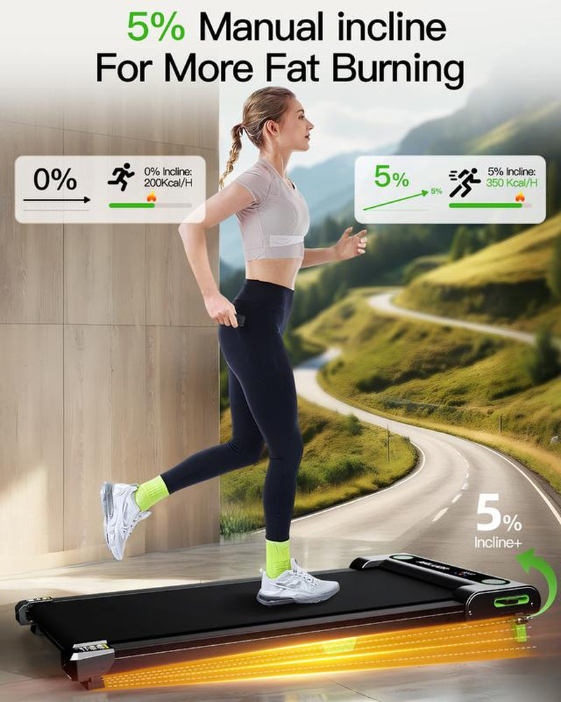 [Walking Pad with Incline] Akluer Incline Walking Pad Treadmill for Home, Speed 0.6-4MPH,2.5 HP under Desk Treadmill Small with Remote Control, Walking Pad Small Treadmill with LED Display