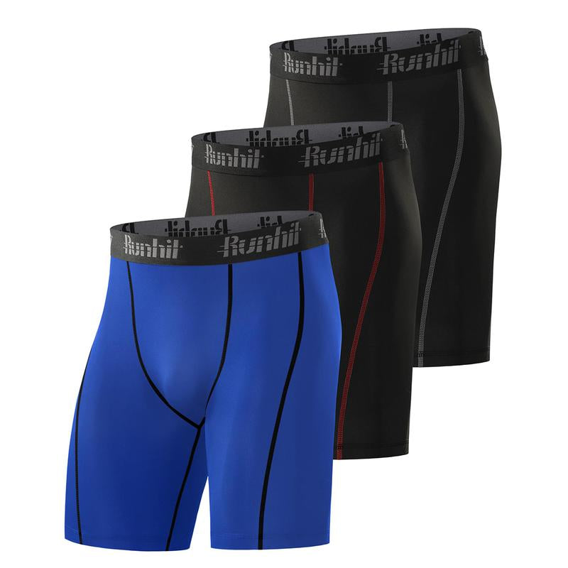 Runhit 3 Pack Mens Compression Shorts with Pocket Running Underwear Athletic Shorts Workout Fitness Shorts Quick Dry Performance Sports Baselaye