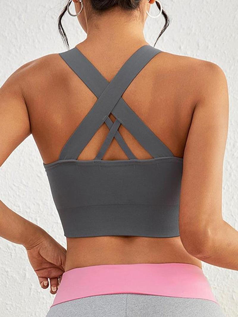 Women'S 2024 Basic Criss Cross Backless Sports Bra, Cute Gym Clothes, Gym Clothing, Minimalist Comfort Seamless Push up Cup Lingerie Top, Workout Gym Yoga Exercise Bra, Yoga Bras, Sports Bra for Women, Gym Essentials Women Valentine'S Day