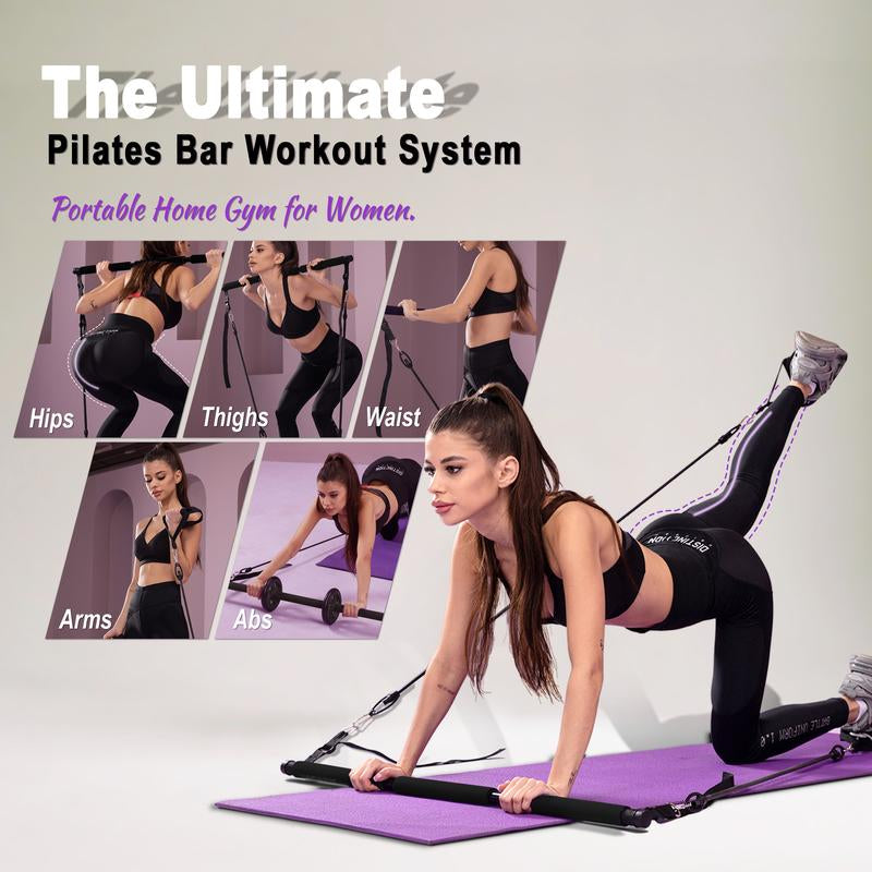 HOTWAVE Pilates Barbell Straps 15 Fitness Accessories Portable Home Gym for Men and Women to Exercise Core, Buttocks, Legs, Detachable and Assembled