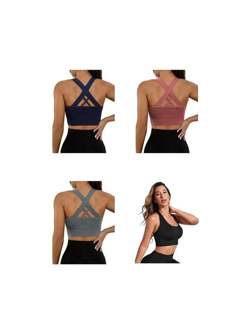 Women'S 2024 Basic Criss Cross Backless Sports Bra, Cute Gym Clothes, Gym Clothing, Minimalist Comfort Seamless Push up Cup Lingerie Top, Workout Gym Yoga Exercise Bra, Yoga Bras, Sports Bra for Women, Gym Essentials Women Valentine'S Day