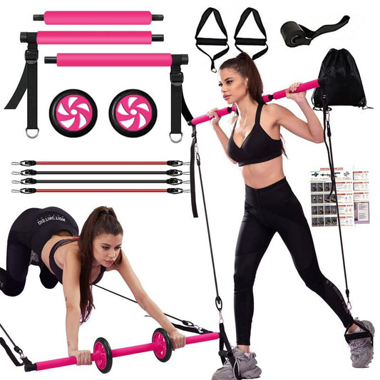 HOTWAVE Pilates Barbell Straps 15 Fitness Accessories Portable Home Gym for Men and Women to Exercise Core, Buttocks, Legs, Detachable and Assembled