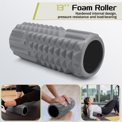 5-In-1 Foam Roller Set, Massage Roller Stick, Massage Ball, Resistance Band for Deep Muscle Massage, Trigger Point Release, Pilates, Yoga Exercise Fitness Muscle Massage Yoga Foam Body Care Comfort