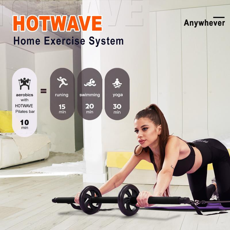 HOTWAVE Pilates Barbell Straps 15 Fitness Accessories Portable Home Gym for Men and Women to Exercise Core, Buttocks, Legs, Detachable and Assembled